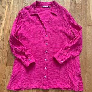 Soft Surroundings Pink Gauze Button Down